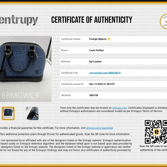 LOUIS VUITTON Alma BB 2way Bag Epi Leather Water Ripple Shell, Authentic w/COA.. - Picture 16 of 16